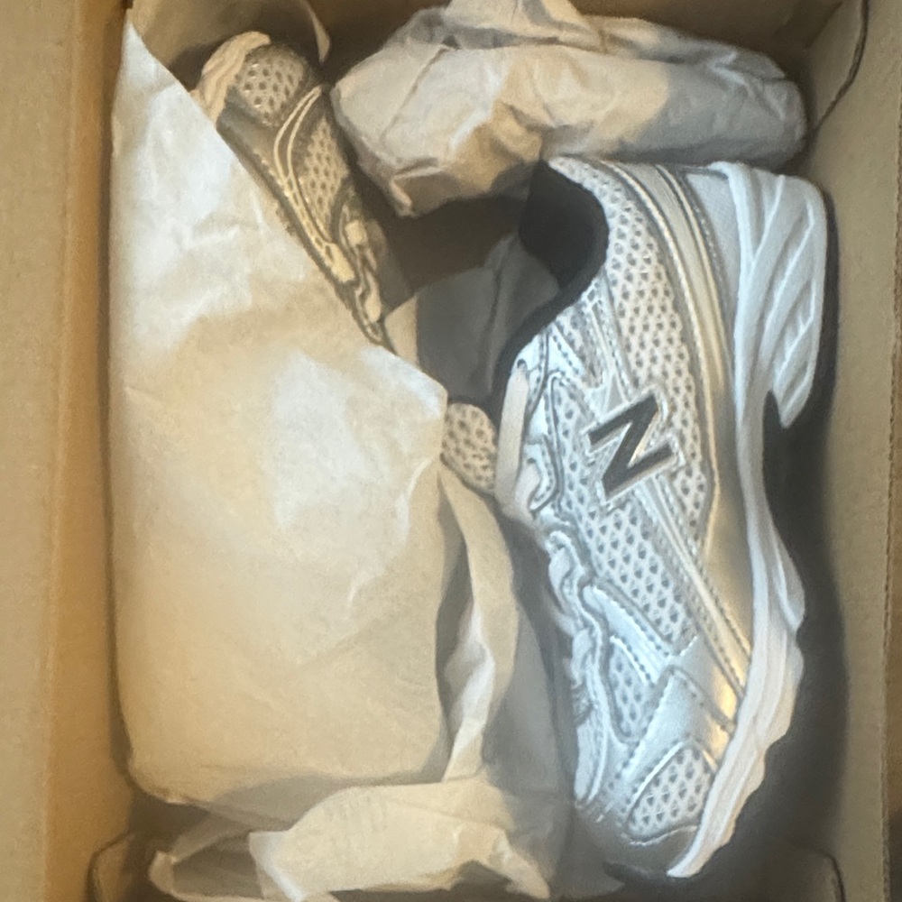 New Balance Metallic Silver and White Running Shoes